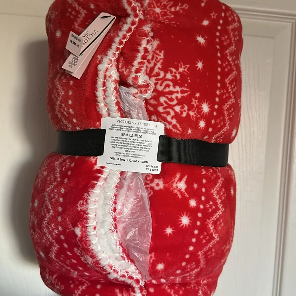 Victoria's Secret Festive Red Throw Blanket